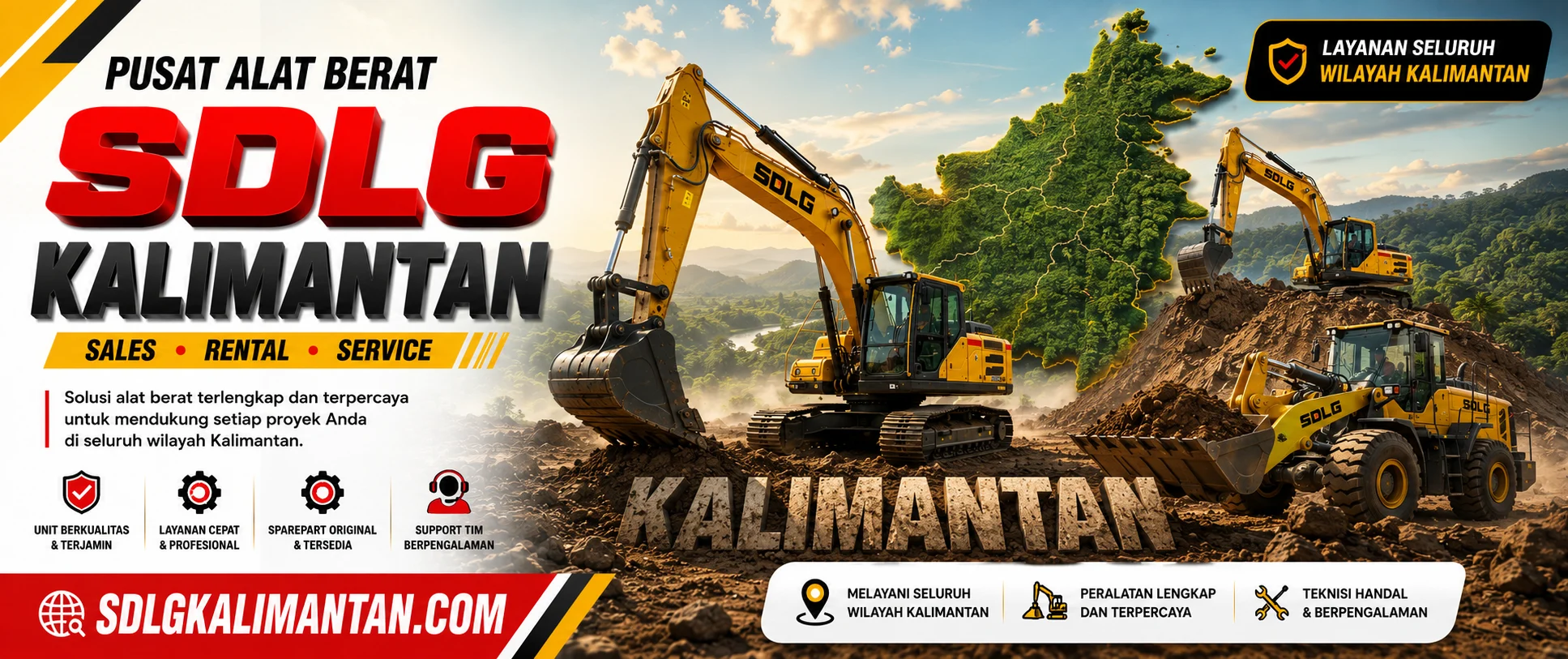sdlg kalimantan - alat berat kalimantan - excavator kalimantan - alat berat samarinda - alat berat balikpapan - excavator balikpapan