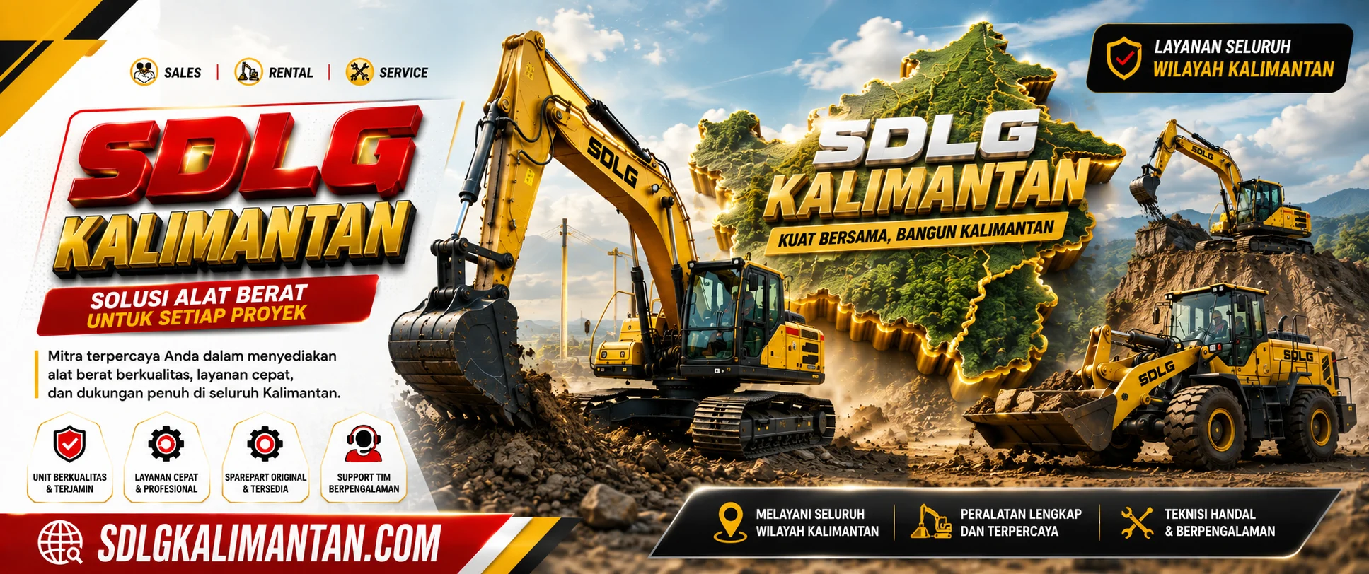 sdlg kalimantan - alat berat kalimantan - excavator kalimantan - alat berat samarinda - alat berat balikpapan - excavator balikpapan